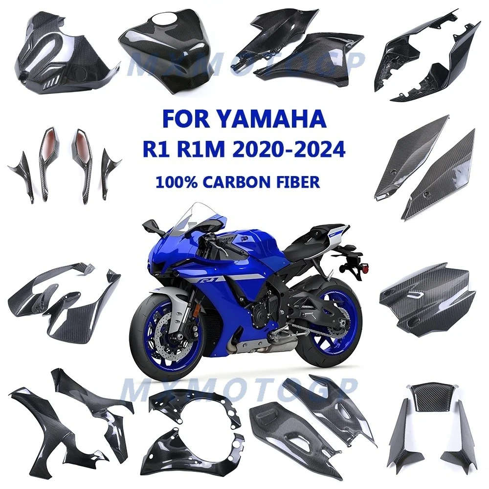 

For Yamaha YZF-R1 R1 R1M 2020 - 2023 2024 100% Carbon Fiber Winglets Tank Side Panels Full Fairing Kits Motorcycle Accessories