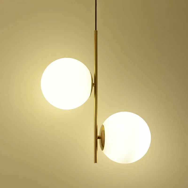 

Minimalism Brass Metal Led Pendant Light 2 Globes Hang Lamp For Living Room Indoor ing ara Fixture Suspend