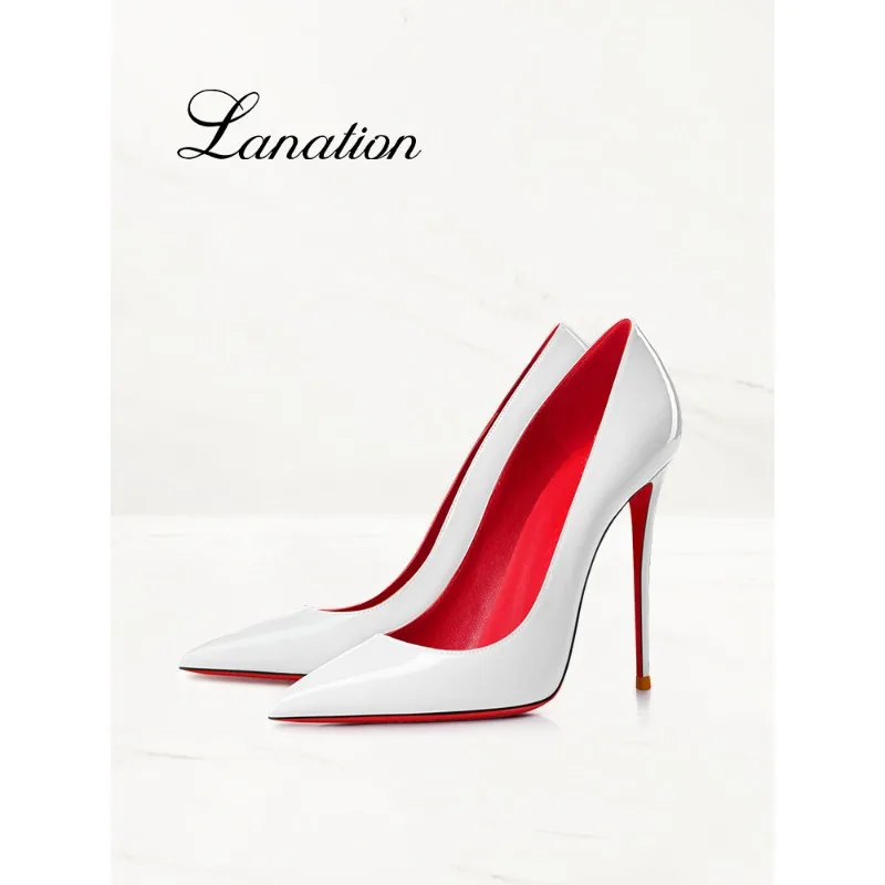 

2026 новые стильные женские туфли на высоком каблуке из лакированной кожи на тонком каблуке, белые, 12 см, сексуальные женские туфли с острым носком, женские туфли
