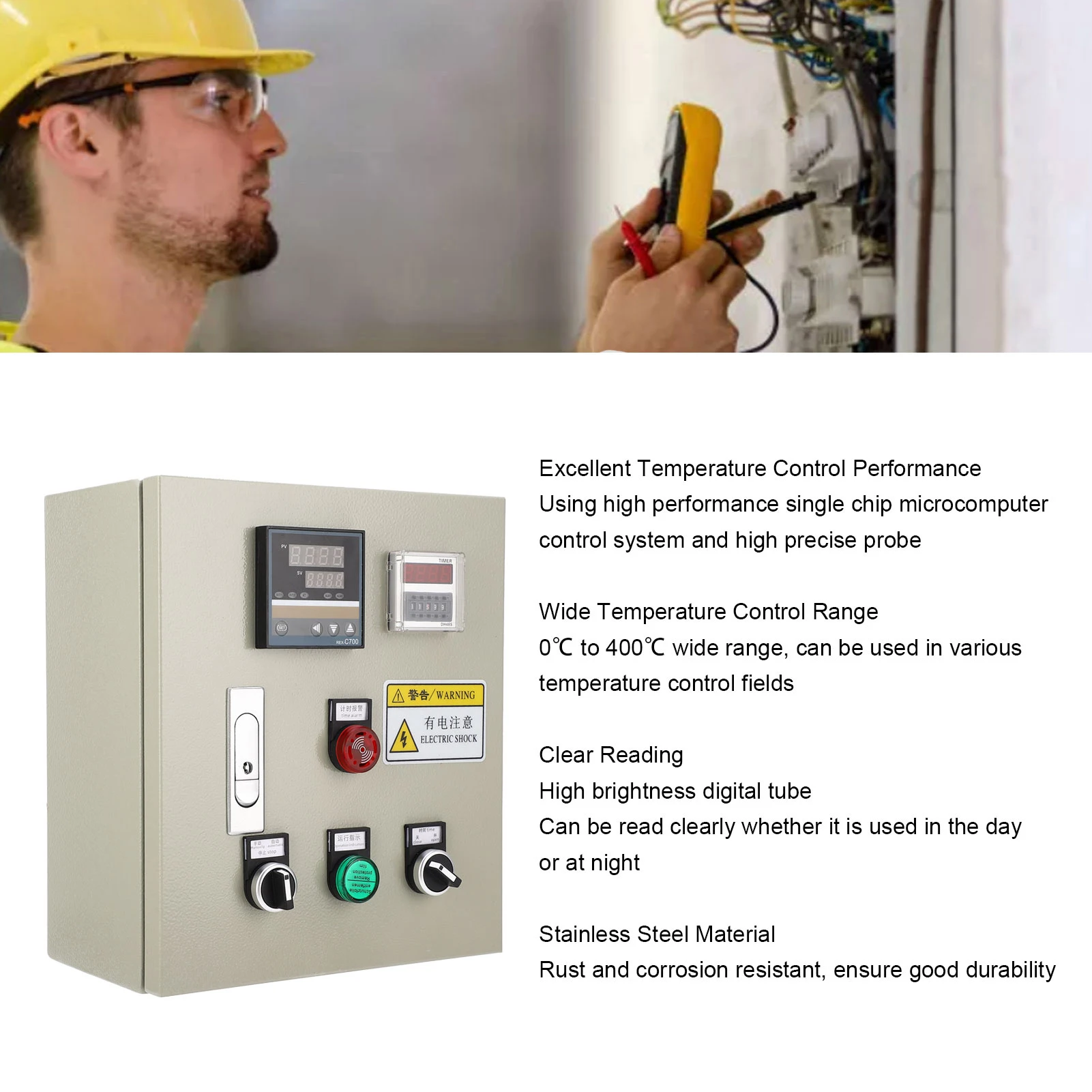 Boîte de Thermostat de régulateur de température PID, 3 phases, 15kw, affichage numérique de haute précision, boîte de contrôle de température intelligente 380V