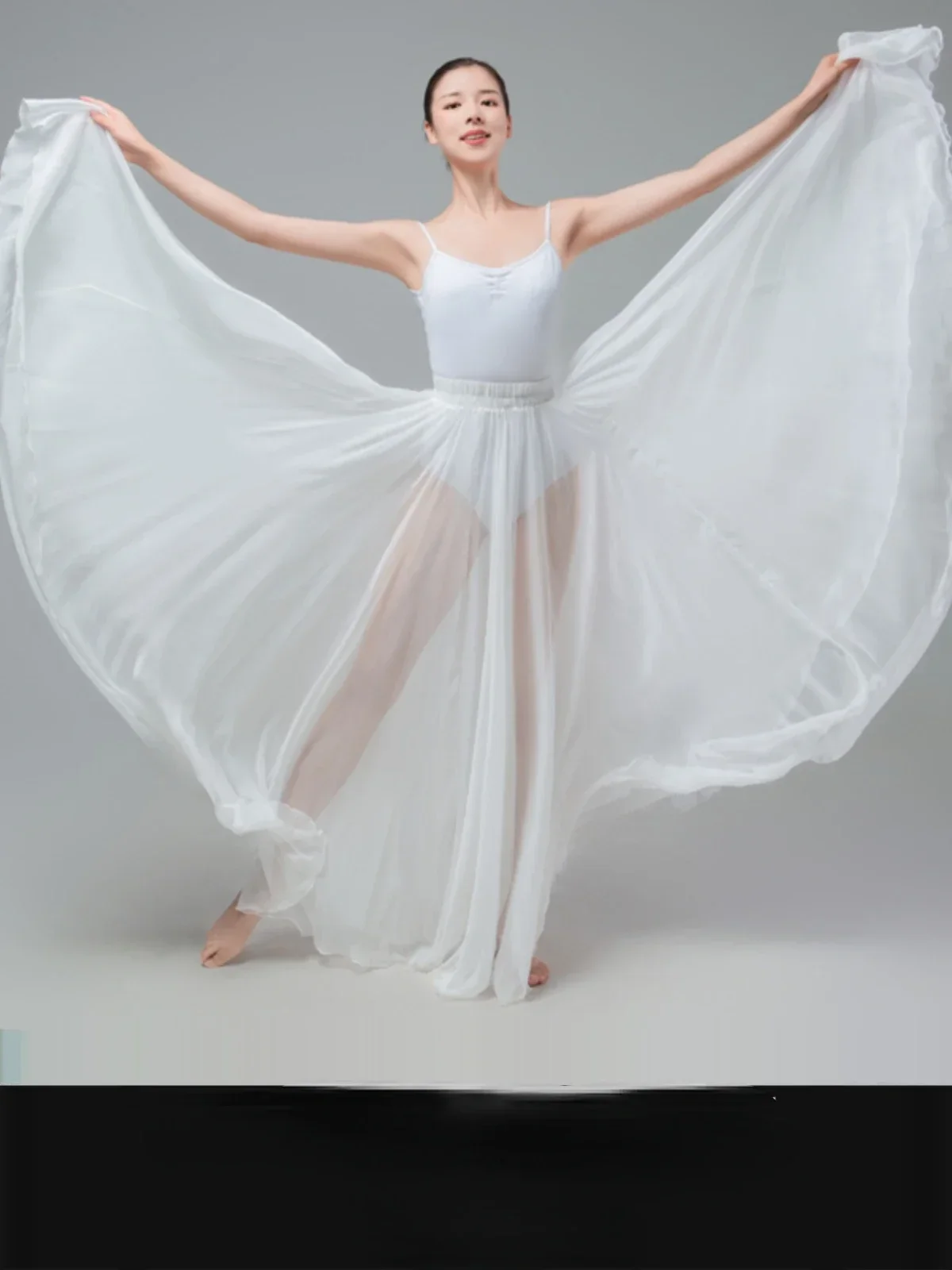 

720 degrees Tencel skirt women elastic waist new classical dance dress Xinjiang modern training dress light skirt
