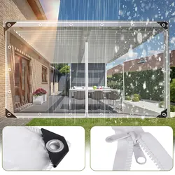 Durchsichtige Planen, robuste transparente PVC-Plane mit Reißverschluss, wasserdicht, winddicht, reißfest, für Gewächshaus, Terrasse, Garten, Garage, Huhn