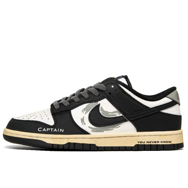 【Customize】Nike Dunk Skateboarding Shoes Unisex Low-top Black/white/gray Sneakers shoes DD1391-100