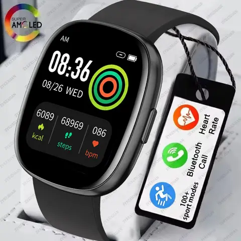 2025 화웨이 Xiaomi 스마트 시계 남성 여성 1.83 인치 HD AMOLED 풀 터치 스크린 IP68 방수 블루투스 통화 SmartWatch