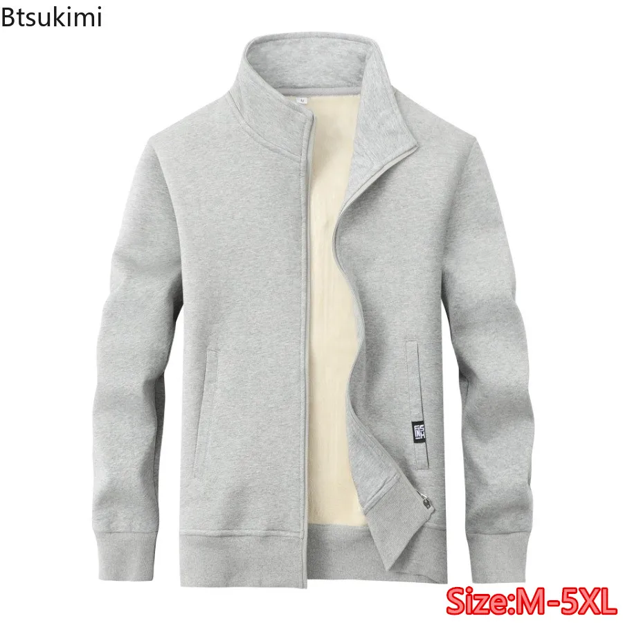 

2024 Autumn Winter Lamb Fleece Jackets for Men Fashion Casual Warm Hoodies Coats Plush Thicken Outdoor Sport Cardigan Coats Male