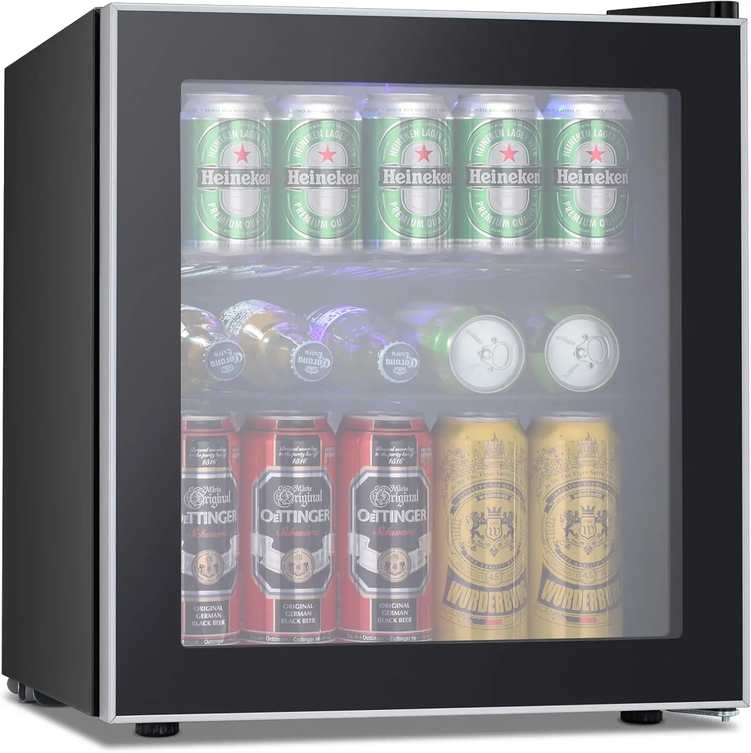 Mini refrigerador Star - porta de vidro para geladeira de bebidas com 60 latas para cerveja, refrigerante ou vinho - máquina dispensadora de bebidas pequena removível