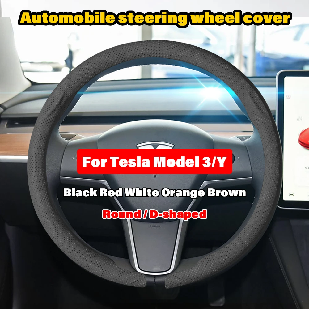 

Breathable Leather Car Steering Wheel Cover For Tesla Model 3 Y X S Highland Juniper 2018-2025 Custom Auto Interior Accessories