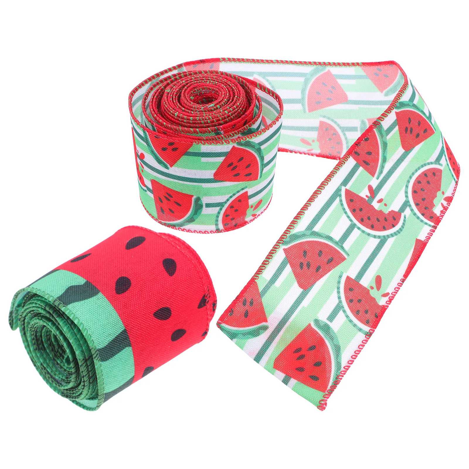 

2 Rolls Summer Style Watermelon Ribbon 5 Yards Versatile Craft Decoration Ribbon for Present Box DIY Projects Party Favor Design