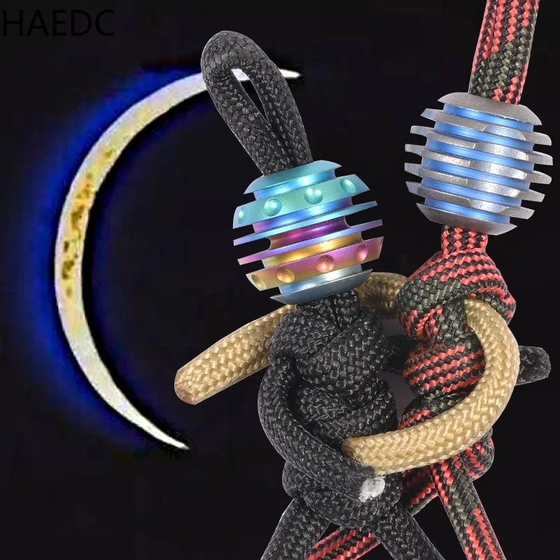 CNEDC Blue Titanium Alloy Beads Ball Shape Paracord Pendant Bead Car Keychain Accessories