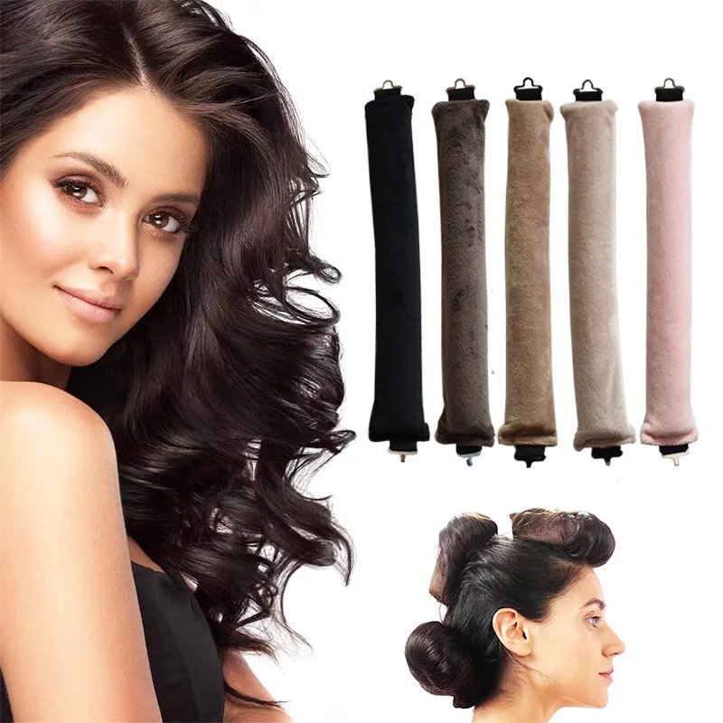 Headband Heatless Curls Soft Flannel Sponge Microfiber Hair Curlers Sleep Hairdresser Velour Hair Foam Rollers with Elastic Hook