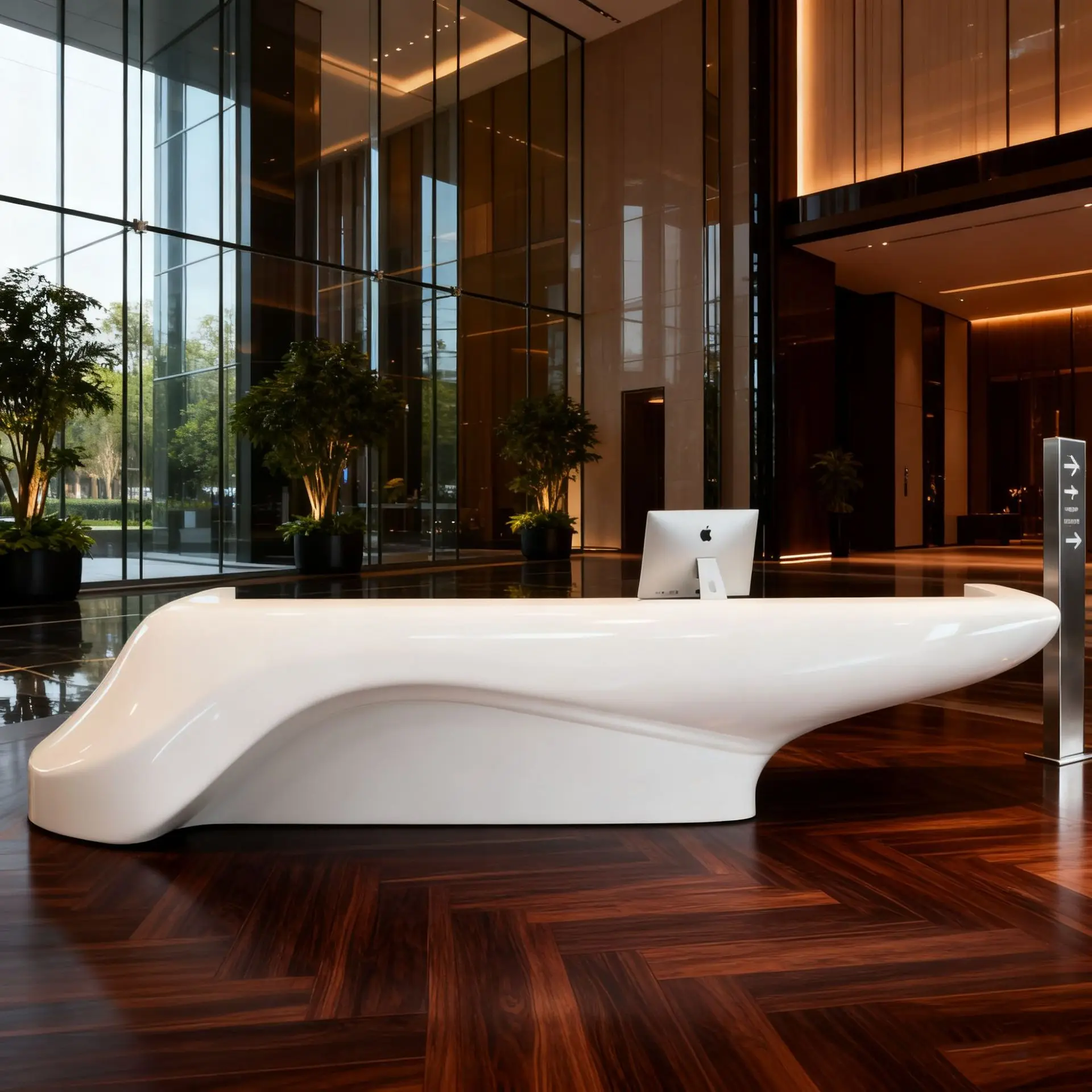 Light luxury modern simple front desk hotel senior club office building reception living room marble paint