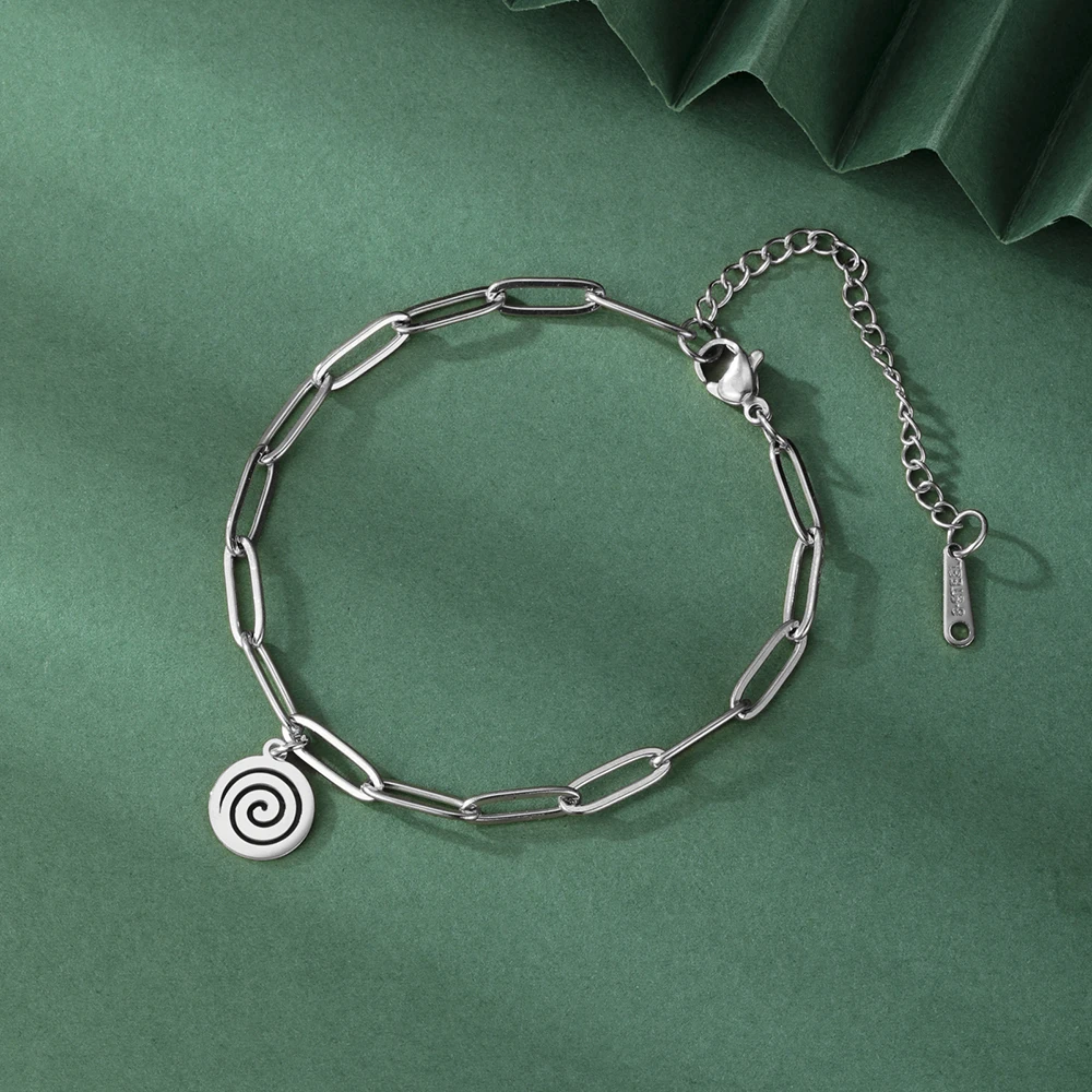 Dawapara Infinite Spiral Symbol Anklet Bracelet Swirl Charm Sacred Geometry Greek Goddess Good Luck Amulet Stainless Steel