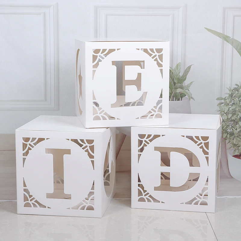 3pcs Eid Mubarak Letter Paper Hollow Light String Box EID Alphabet Balloon Box Kareem Decorations Muslim Islamic Festival Decor