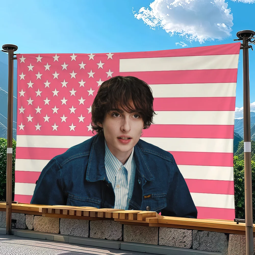 Actor Finn Wolfhard America Flag Tapestry Outdoor Party Bedroom Living Room Dormitory Decorative Themed Wall Hanging Banner Gift