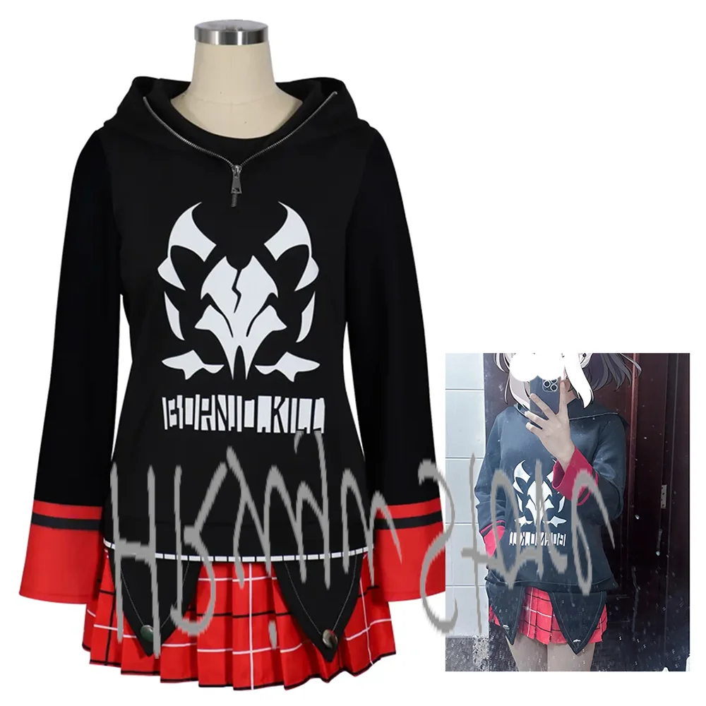 

Onikata Kayoko Anime Cosplay Costumes- Black Hoodie & Red Skirts for Christmas & Halloween Parties