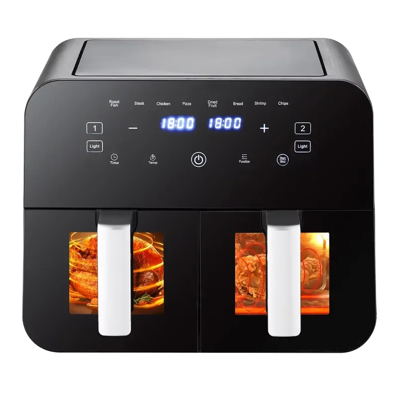 for 9L Double 4.5L Deep Basket Smart Non-stick Strap Visible Window Electric Digital Air Fryer Hot Sale