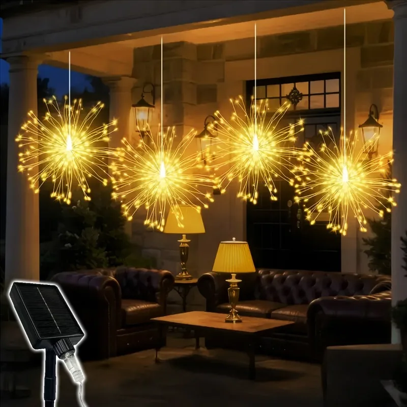 Hanging Solar Firework Lights LED Outdoor Solar Lights 8 Lighting Modes for Landscape Garden Wedding Christmas Decorative