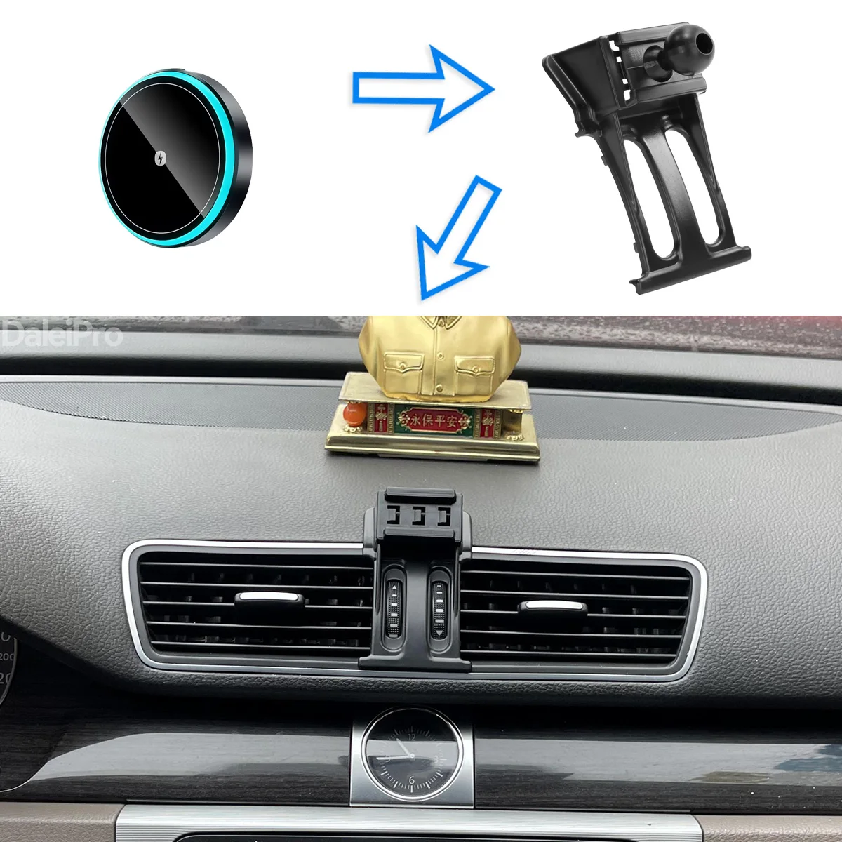 For Volkswagen Passat B7 Alltrack 2011-2013 Car Phone Holder Wireless Charger Phone Auto-Clamping Strong Magnetic Holder Base