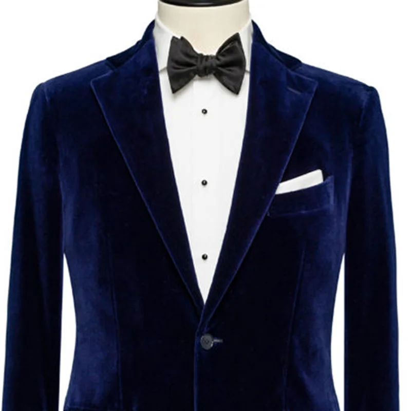 Royal Blue Velvet Men Suit Jacket for Prom Wear Dinner Blazer with Notched Lapel Male Tops Dress