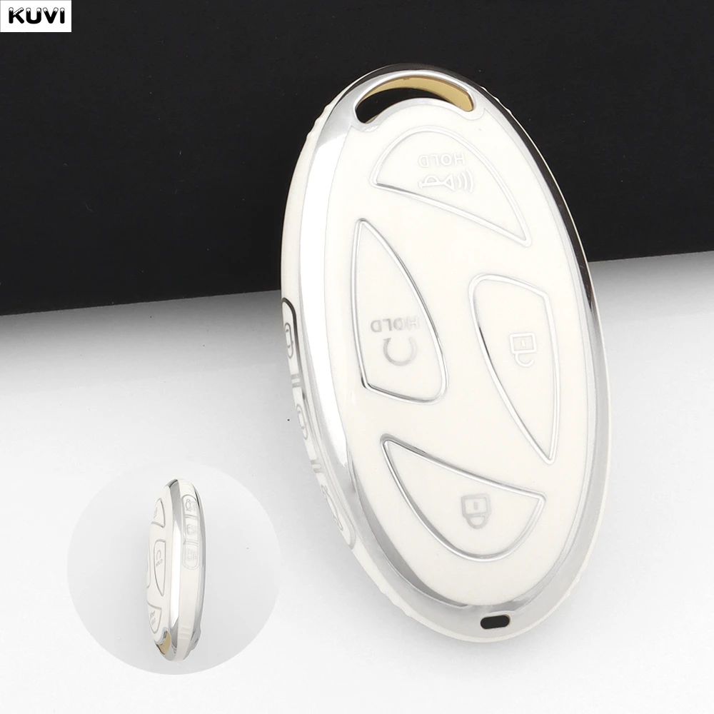 5 7 Buttons Pink TPU Car Remote Key Case Cover For Hyundai IONIQ 6 New Grand Prix GN7 Kona Protected Keychain Fob Accessories image 5