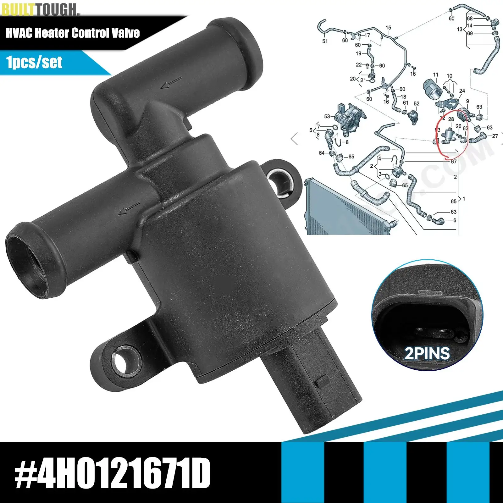 Zawór sterujący płynem chłodzącym dla VW Sharan Beetle Golf VI Passat B8 Scirocco Audi A1 A3 A4 B8 B9 A5 A6 C7 C8 A7 4 h0121671d 4 h0121671b