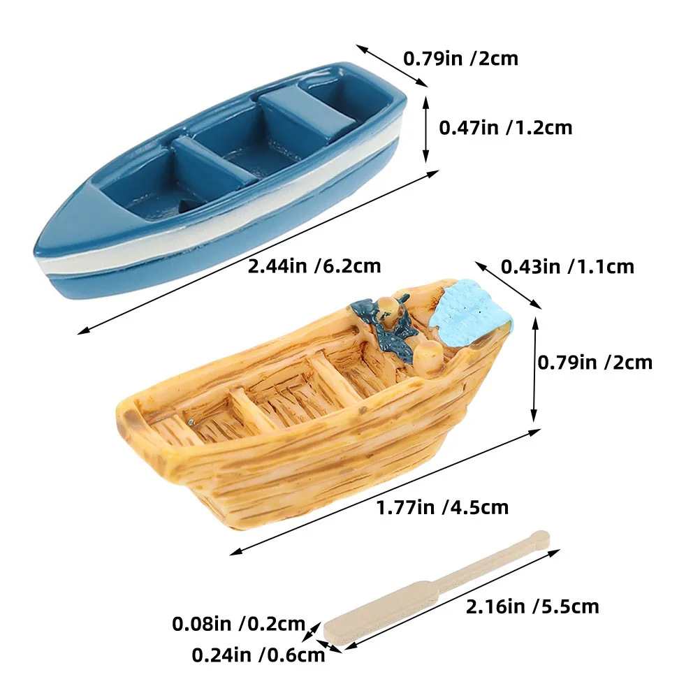 1Set Adorable Mini Beach Boats Resin Landscape Decorations for Dollhouse Sand Table Desktop Garden Beach Theme Ornaments view 3