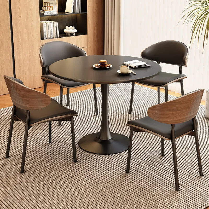 

Restaurant High Round Dining Table Black Design Modern Kitchen Dining Table Coffee Conference Mesa Comedor Furniture For Home