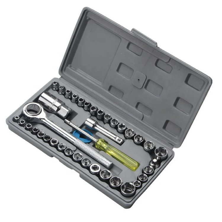 Kit de reparación de automóviles de 40 piezas, herramientas manuales, llave de tubo para reparación de bicicletas, juego de herramientas de acero al carbono SRS-40