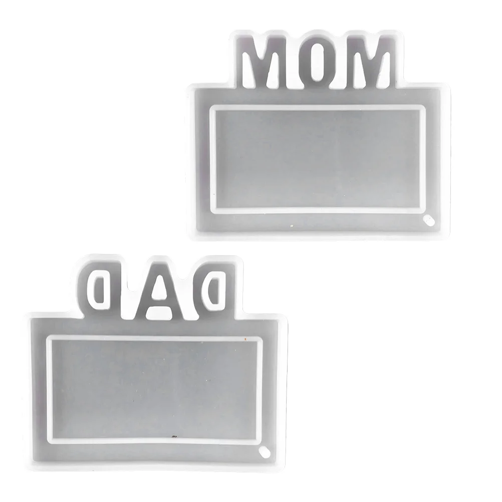 

2 Pcs Epoxy Mold Keychain Silicone Father's Day Resin Pendant Mom Silica Gel Molds Mother