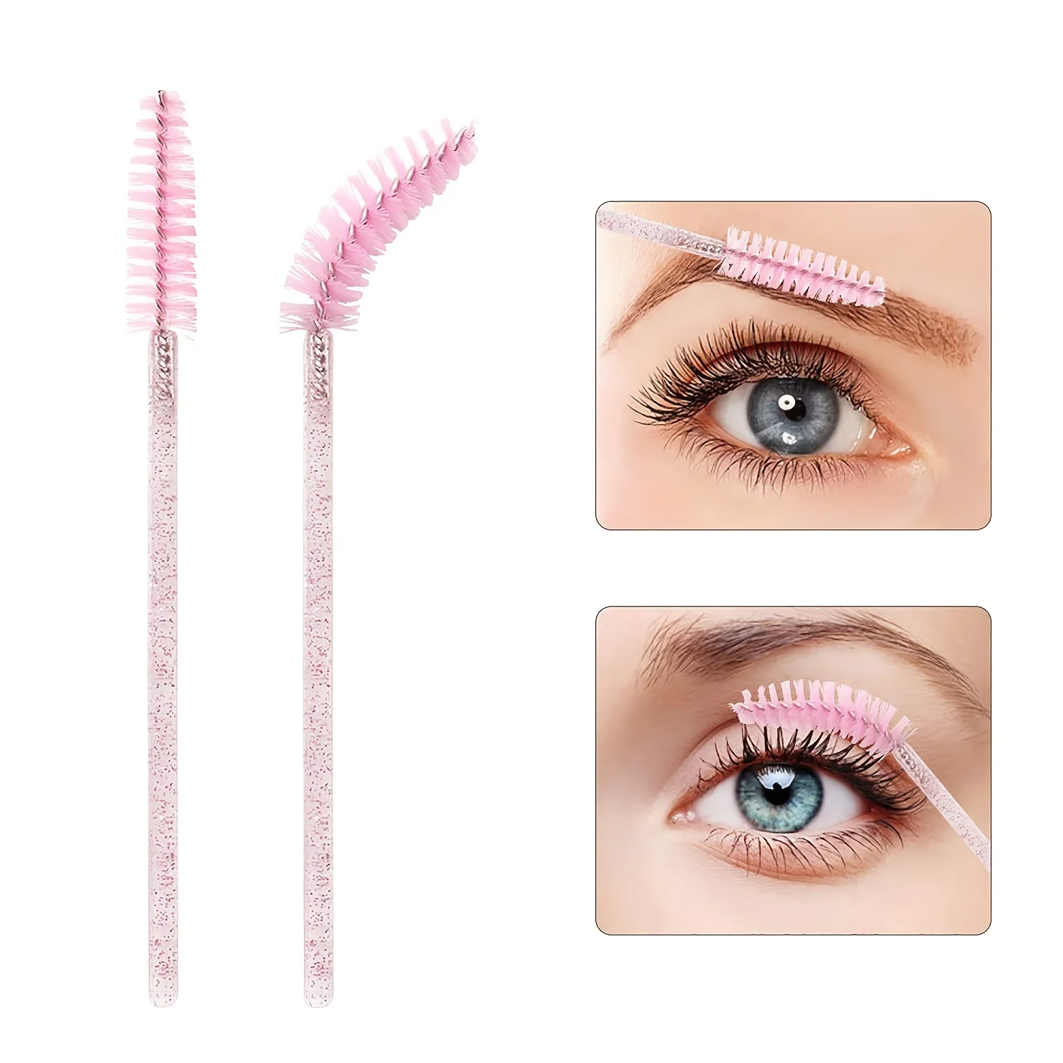 50-200 PCS Disposable Eyelash แปรงมาสคาร่าคริสตัลจับรวมกล่องเก็บ Travel Pack ขนแปรงสําหรับอุปกรณ์แต่งหน้า