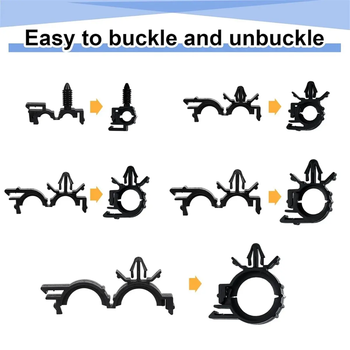 新品-200個入り-車用配線クリップ-プッシュマウント-ケーブルタイ詰め合わせ-15サイズ-車用ハーネス配線クリップ