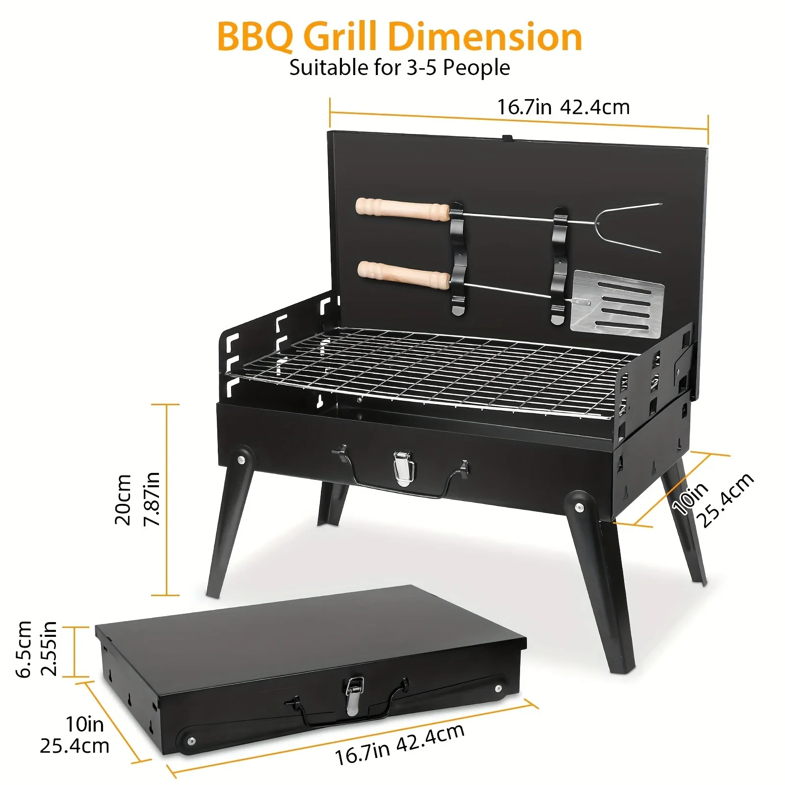 

Portable Charcoal Grill Foldable BBQ Suitcase BBQ Grill