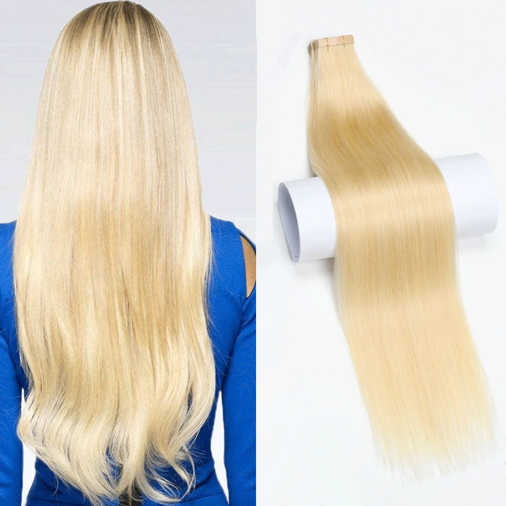 

ShowCoco Tape in Hair Extensions 100% Human Hair Double Drawn Straight European Natural Seamless Skin Weft 14"-24"