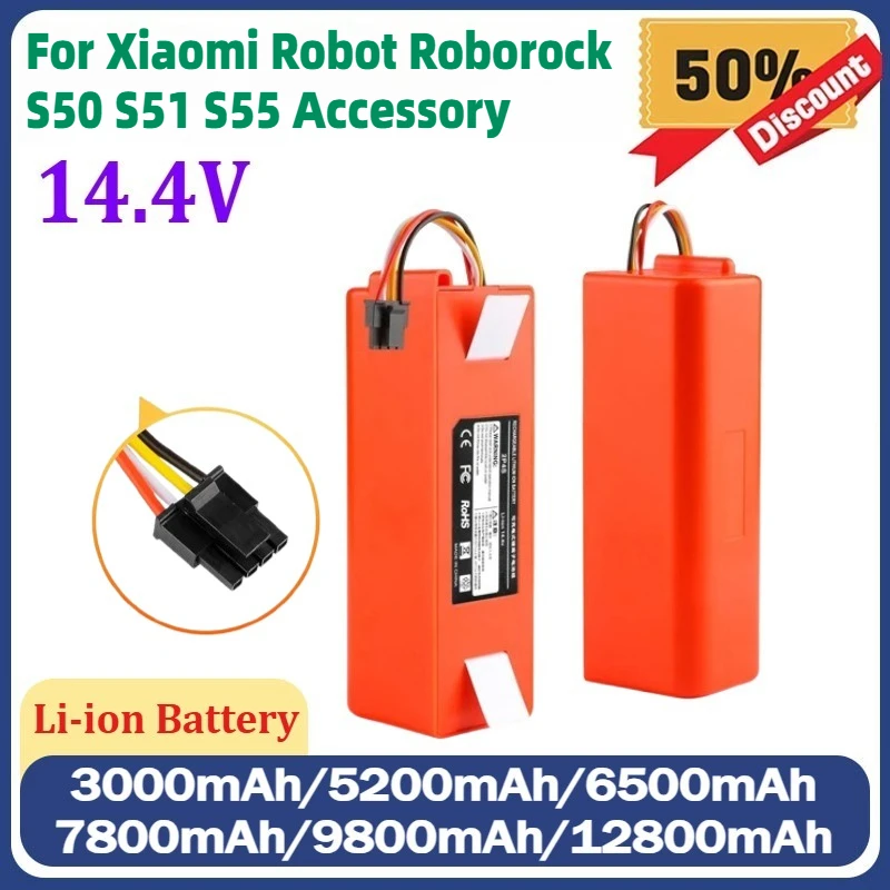 

3000mAh-12800mAh Vacuum Cleaner Replacement Battery for Xiaomi Robot Roborock S50 S51 S55 Accessory Spare Parts Li-ion Battery