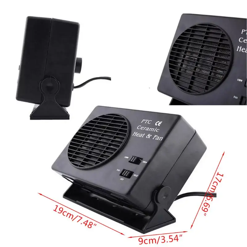 2 in 1 Electric Car SUV Vehicles Portable Ceramic Heating Cooling Dryer Warmer Fan Demister Defroster 12V 300W Auto Part