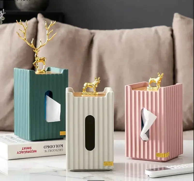 

European Resin Animal Pumping Paper Tissue Box Living Room Coffee Table Decoration Deer-style Tissue Box Modern Home Decoration