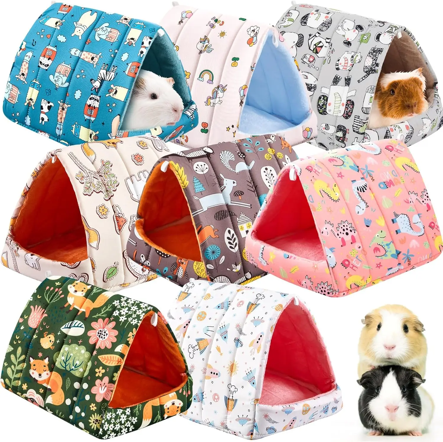 

Набор из 2-х укрытий для морских свинок, моющаяся лежанка для морских свинок, аксессуары для клеток для мелких животных: кроликов, ежей, мышей, шиншилл H