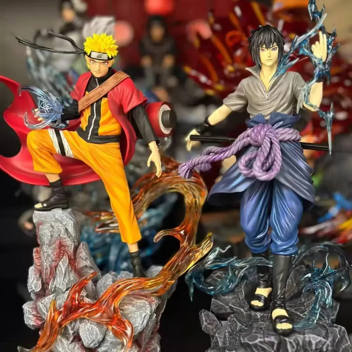 23cm Naruto Anime Figure Uzumaki Naruto Uchiha Sasuke Action Model Pvc Statue Desktop Ornament Collection Toys Gift