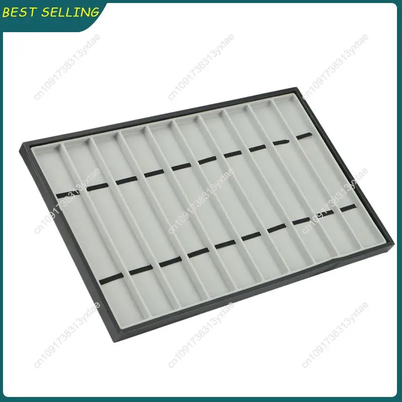 N09R-10X 10 Slot Watch Band Holder, Watch Strap Case With Clear Lid, Watch Bands Organizer, Stackable Tray For Watch Bands A