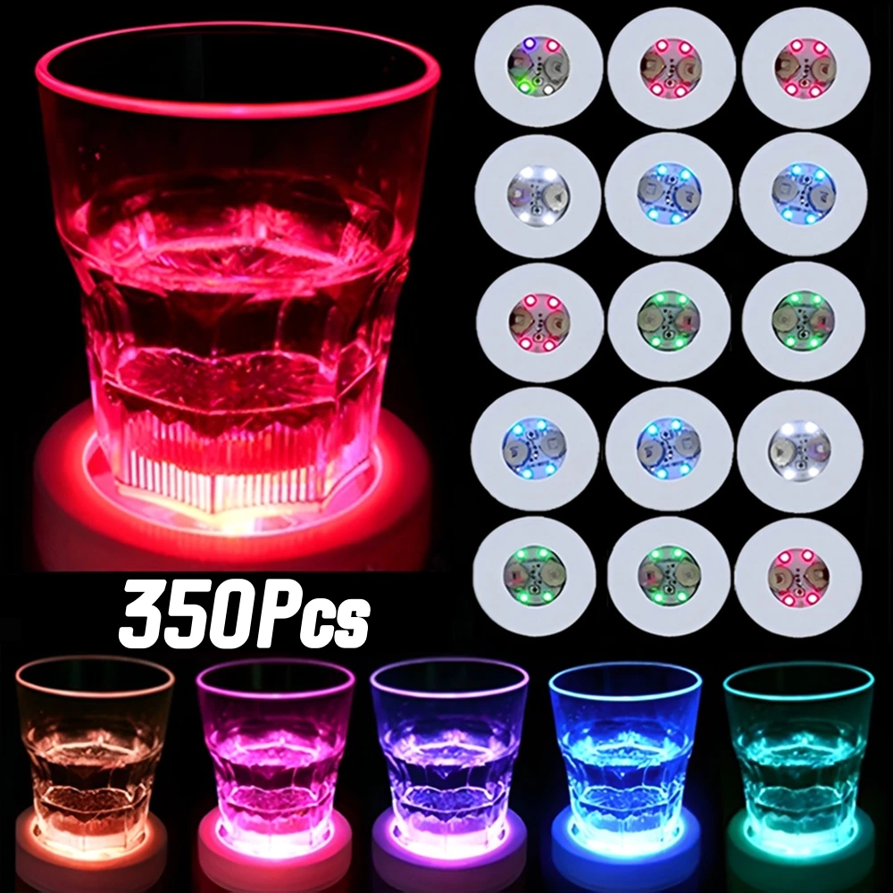 

350Pcs Luminous Coaster Stickers LED Bar Drinks Cup Pad Colorful Wine Liquor Bottle Coaster Atmosphere Light Cup Sticker Kitchen