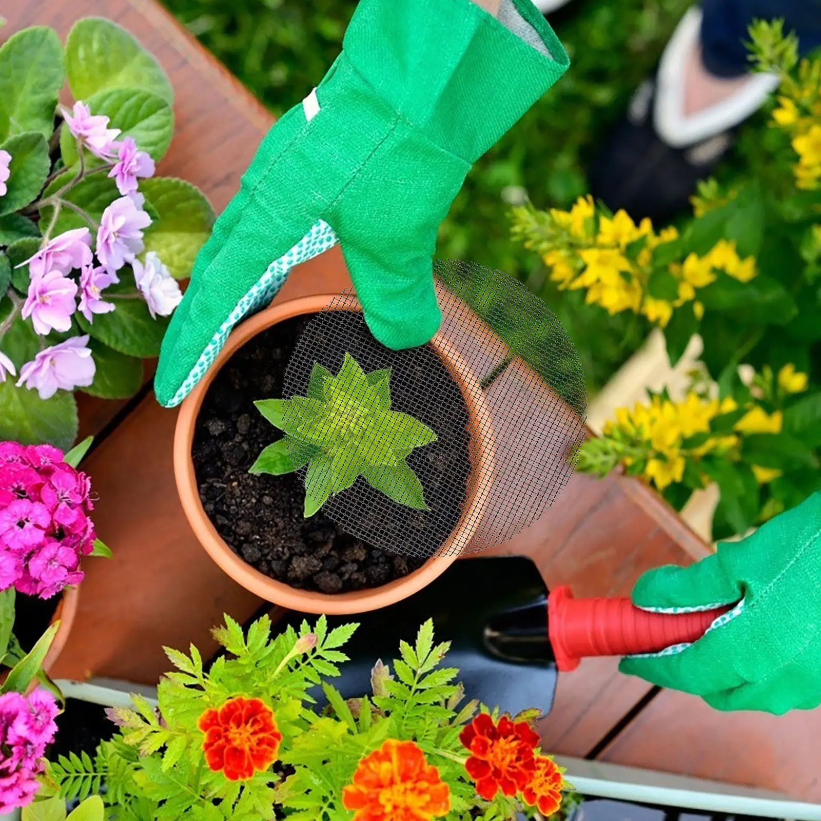 50Pcs 10Cm Round Flowerpot Drainage Mesh Pad Plastic Bottom Hole Mat for Indoor Outdoor Plants Bonsai Soil Retention Airflow