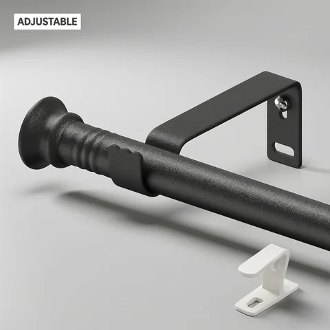 Window Curtain Rod for 5/8 Inch Black Curtain Rod for Window 17 to 154 Inch, Adjustable Small Window Curtain Rod With Brackets