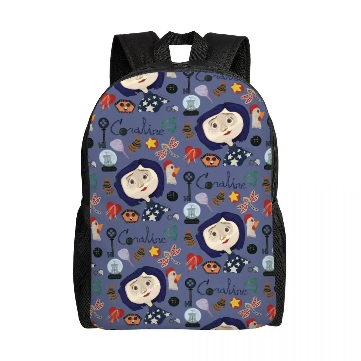 

Custom Halloween Horror Film Coraline Backpack Men Women Fashion Bookbag for College School Bags