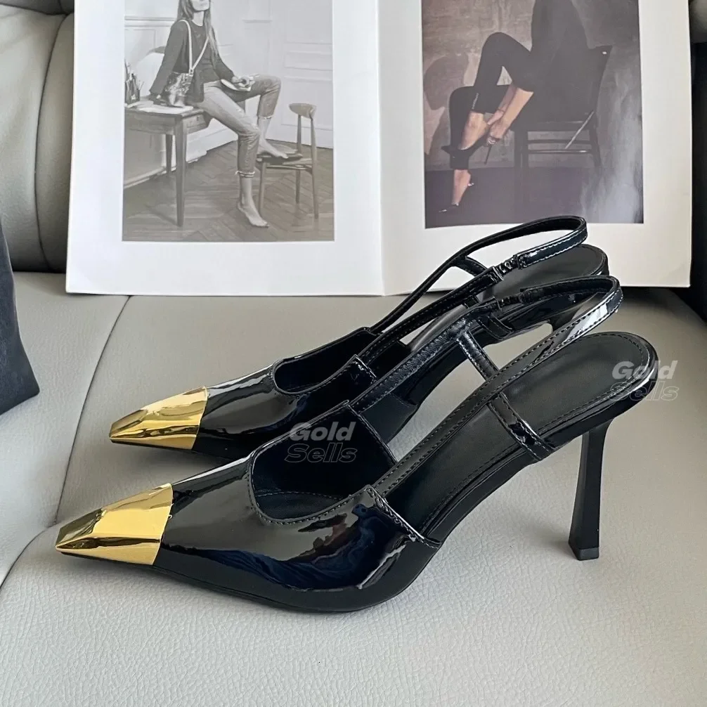 

Designer Jeanne High Heels Slingback Heels Women Dress Shoes Patent Leather Gold Black Suede Womens Lady Fashion Designer Sandal