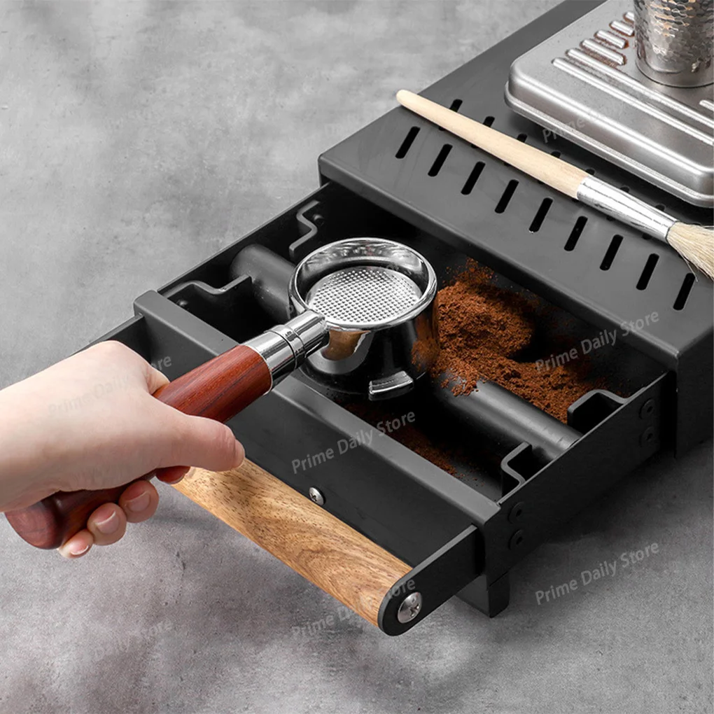 Thickened Drawer-Style Solid Wood Handle, High Load-Bearing Coffee Grounds Bucket, Espresso Bar Knock Box for Coffee Machine