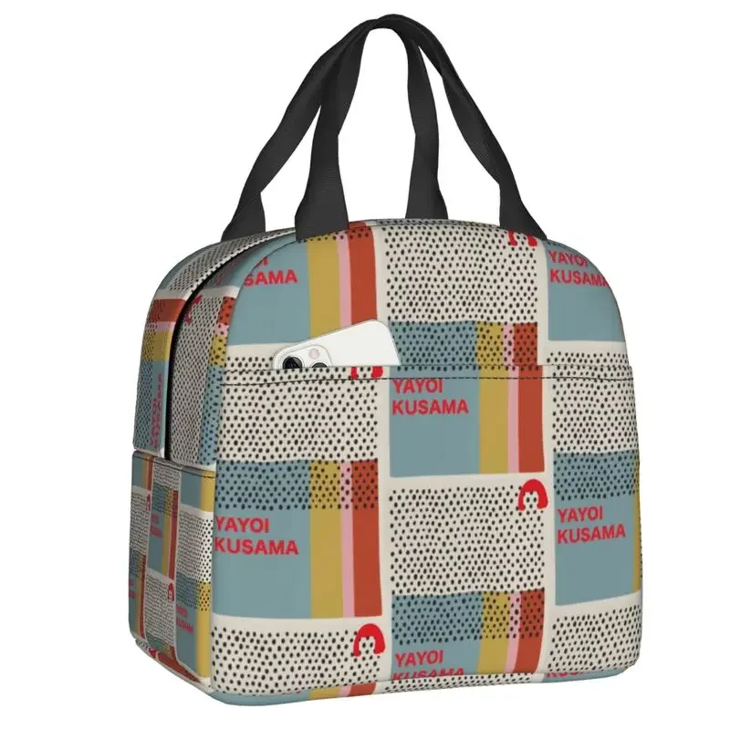 Custom Yayoi Kusama Infinity Dots Insulated Lunch Tote Bag for Women Portable Cooler Thermal Food Lunch Box Work School Travel