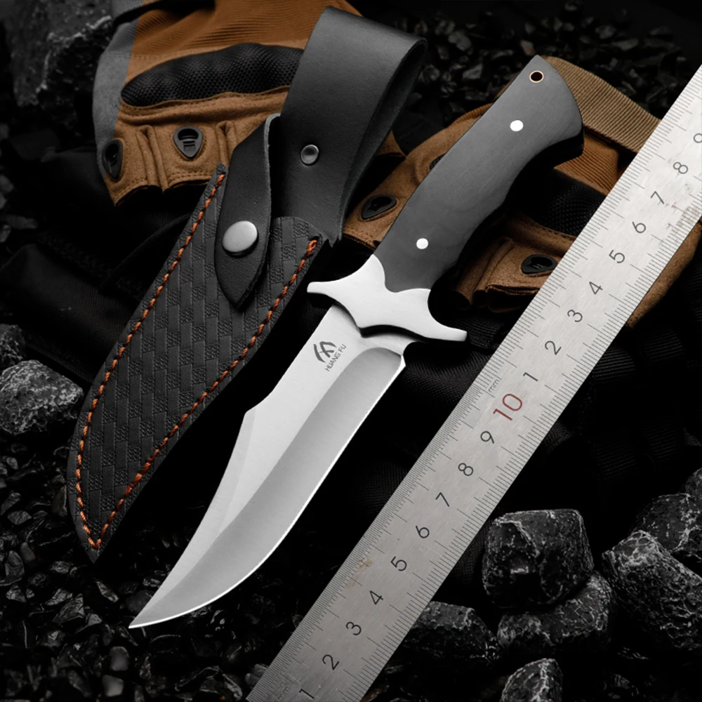 

HAUNGFU High quality outdoor knife fixed blade wilderness survival knife men's gift rescue knife hiking hunting knife