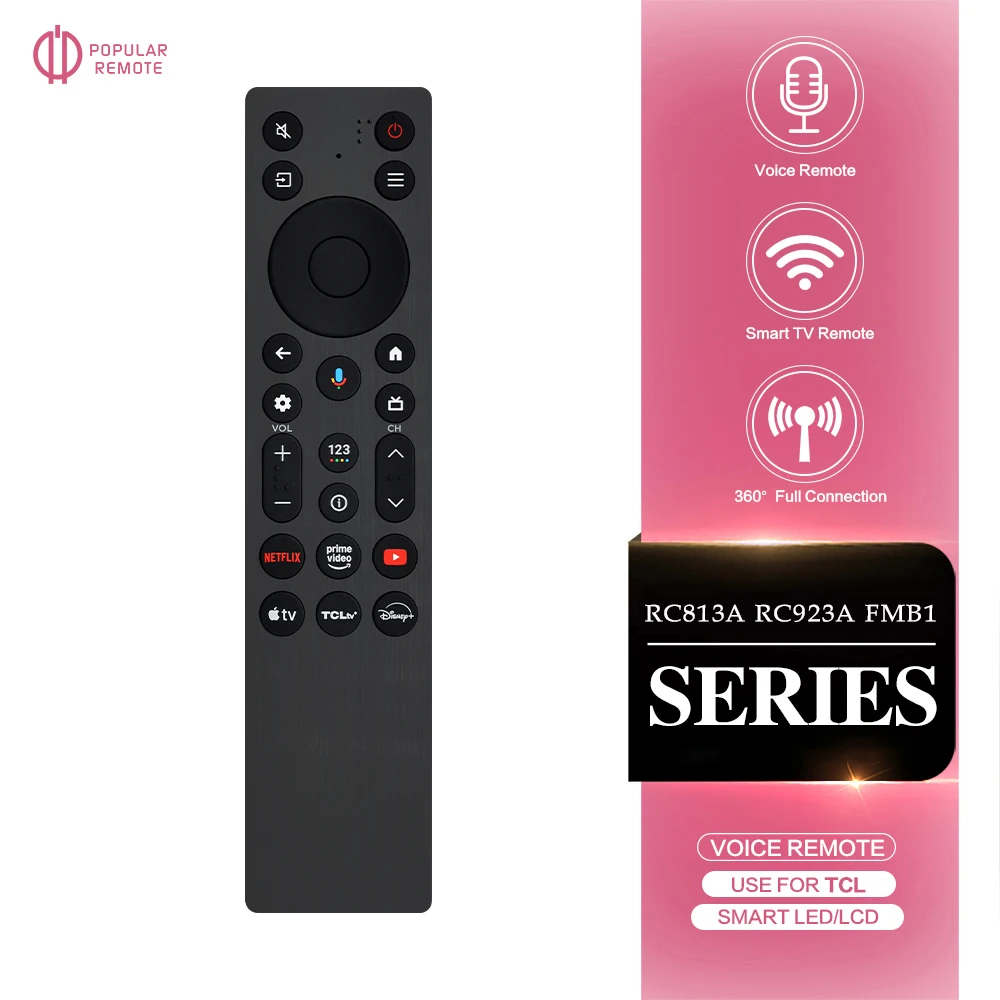 RC923A FMB1 para Control remoto de TV por voz LED inteligente TCL Compatible con controlador de la serie TCL Smart LED TV 65QM7K 75QM6K