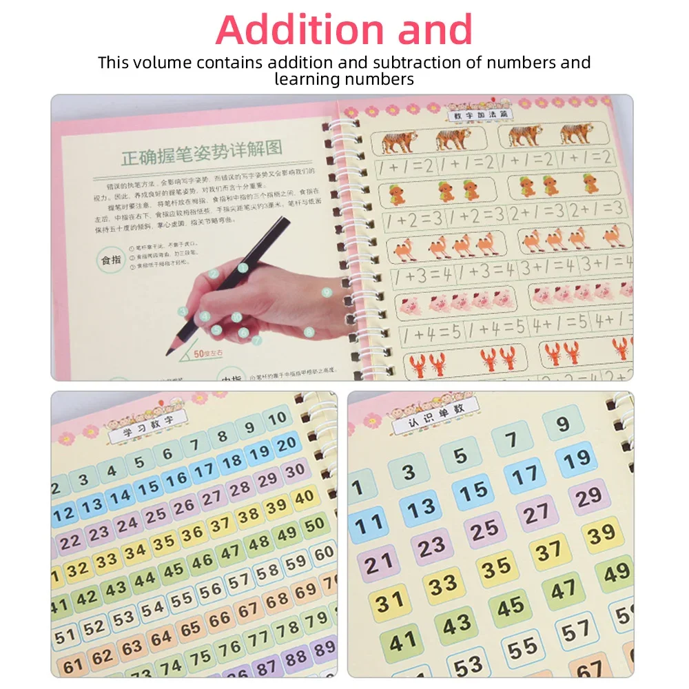 Reusable Copybook For Calligraphy Learn Alphabet Painting Arithmetic Math Children Handwriting Practice Books Baby Toys