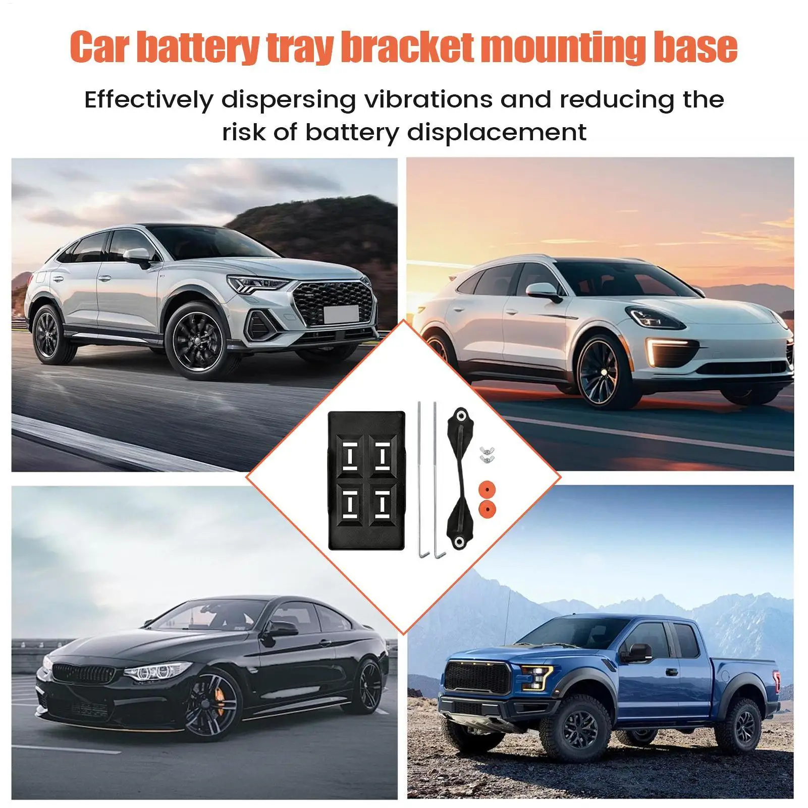 

Battery Tray Bracket Adjustable Clamping Holder Battery Hold Down Tray Bracket For Automotive Truck Trailer RV Boat Marine